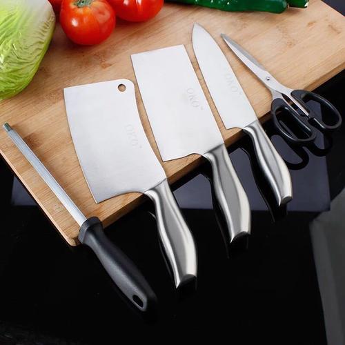 厂家直销豪华不锈钢套刀 厨房用品优质不沾五件套刀促销礼品刀具