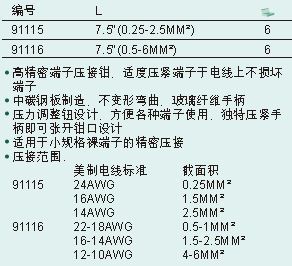 【[含税]世达工具 精密欧式端子压接钳 91115-91116】价格,厂家,图片,钳子,上海力丰硬质合金刀具销售-